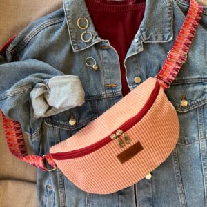 Τσαντάκι Μέσης Κοτλέ  Dusty Pink Cord