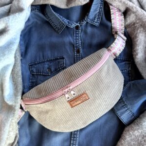 Τσαντάκι Μέσης Κοτλέ  Soft Grey Cord