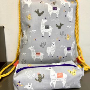 Σετ υφασμάτινη τσάντα  & κασετίνα box LLAMA