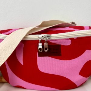 Χειροποίητο τσαντάκι μέσης red and pink