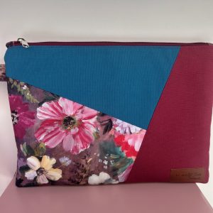 Premium πλακέ τσαντάκι FLORAL MAGENTA & PETROL