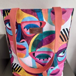 Tote Bag Διπλής Όψης faces and stripes