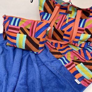Χειροποίητο Σετ Παραλίας 3 τεμαχίων | Funky stripes blue