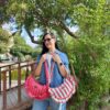 ruffle bag with stripes